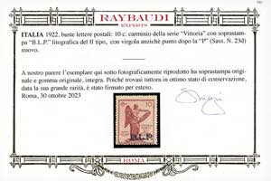 1922 - 10 cent. Vittoria, non ... 