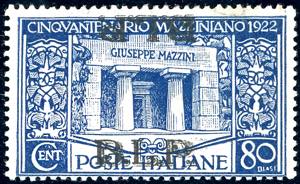 1922 - 80 cent. azzurro Mazzini, doppia ... 