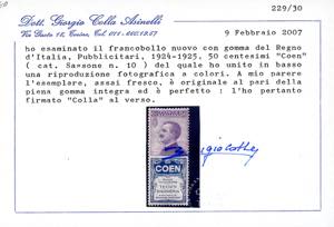 1924 - 50 cent. Coen (10), nuovo, ... 