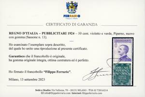 1924 - 50 cent. Piperno (13), ... 