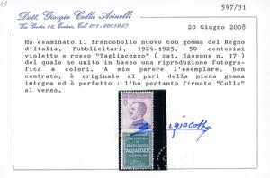1924 - 50 cent. Tagliacozzo (17), ... 