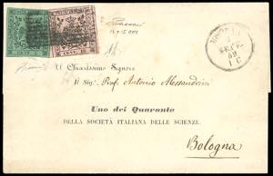 1859 - 5 cent. verde, 10 cent. rosa, ... 