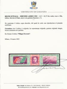 1933 - 5,25 + 44,75 lire trittico ... 