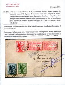 1922 - 25 cent., falso per posta ... 