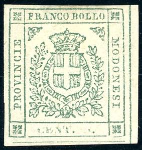 1859 - 5 cent. verde, CIFRA E LETTERE ... 