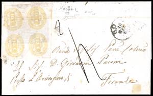 1866 - 10 cent. giallo (1), blocco di ... 
