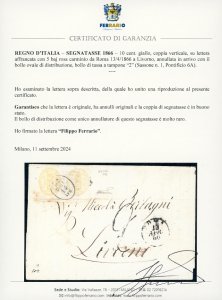 1866 - 10 cent. giallo (1), coppia ... 