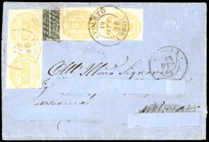 1866 - 10 cent. giallo (1), due coppie ... 