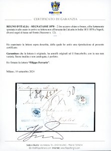 1870 - 2 lire azzurro chiaro e ... 