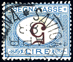 1874 - 5 lire azzurro e bruno, cifra ... 