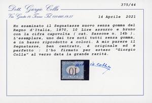 1874 - 10 lire azzurro e bruno, ... 
