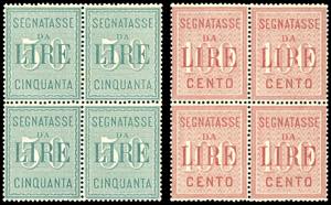 1884 - 50 e 100 lire (15/16), blocchi di ... 