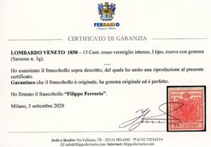 1850 - 15 cent. rosso vermiglio ... 