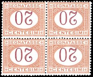 1894 - 20 cent. arancio e carminio, cifre ... 