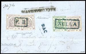 1860 - 20 cent. lilla, tre esemplari, 5 ... 