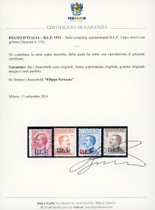 1922 - Soprastampa BLP del I tipo, ... 