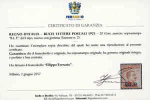 1921 - 20 cent. soprastampa BLP, I ... 