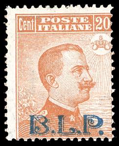 1923 - 20 cent. soprastampa azzurra BLP del ... 