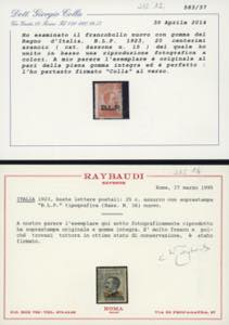 1923 - Soprastampa BLP, III tipo, ... 