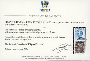 1924 - 25 cent. Piperno (6), ... 