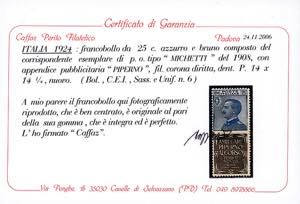 1924 - 25 cent. Piperno (6), ... 