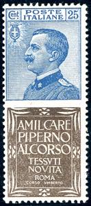 1924 - 25 cent. Piperno (6), nuovo, gomma ... 