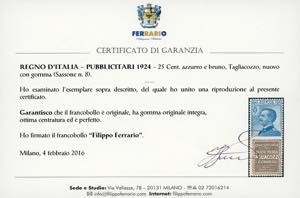 1924 - 25 cent. Tagliacozzo (8), ... 