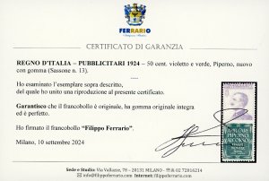 1924 - 50 cent. Piperno (13), ... 