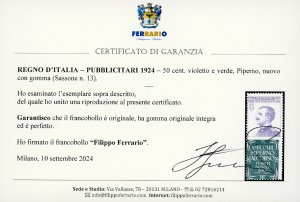 1924 - 50 cent. Piperno (13), ... 