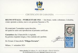 1924 - 1 lira Columbia (19), ben ... 