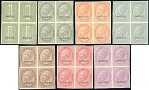 1863 - De la Rue, blocchi di quattro gommati ... 