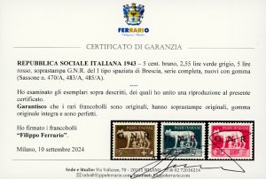 1943 - 5 cent., 2,55 lire e 5 ... 