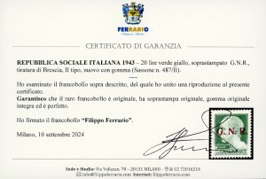 1943 - 20 lire soprastampa G.N.R. ... 