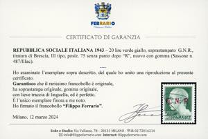 1943 - 20 lire soprastampa G.N.R. ... 