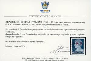 1943 - 25 lire soprastampa G.N.R. ... 