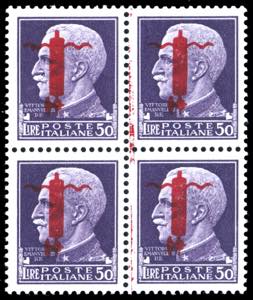 1944 - 50 lire, soprastampa fascio in rossa ... 