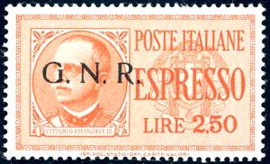 1943 - 2,50 lire, soprastampa G.N.R. del I ... 