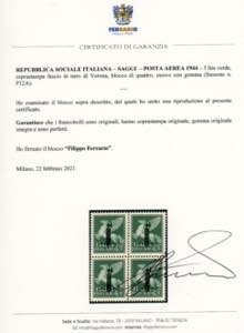 POSTA AEREA 1944 - 5 lire verde, ... 