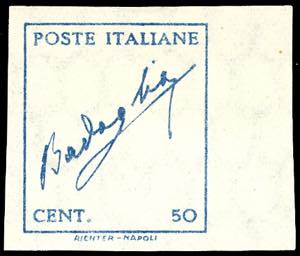 1944 - 50 cent. azzurro e celeste Badoglio, ... 