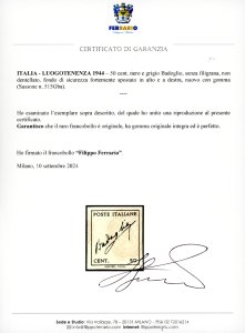 1944 - 50 cent. nero e grigio ... 