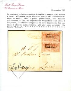 1858 - 1 grano rosa lillaceo, I ... 