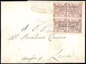 1858 - 1 grano rosa lillaceo, I tavola (3a), ... 