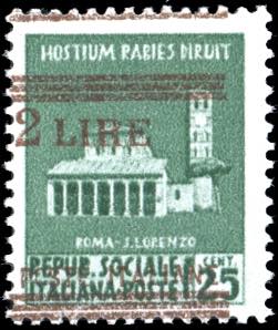 1945 - 2 lire su 25 cent. Monumenti ... 