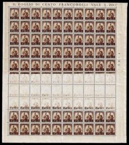 1945 - 20 cent. Democratica, foglio completo ... 