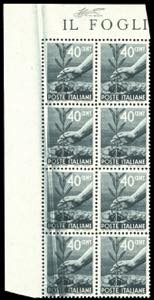 1945 - 40 cent. Democratica (546), blocco di ... 