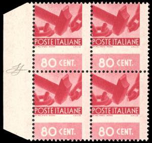 1945 - 80 cent. Democratica, dentellatura ... 