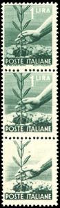 1945 - 1 lira Democratica, striscia ... 