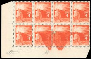 1946 - 4 lire Democratica (554), blocco di ... 