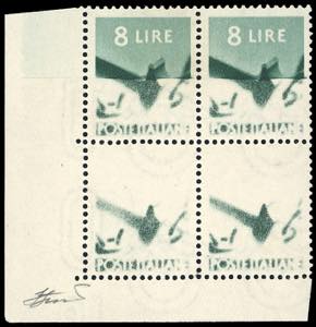 1948 - 8 lire Democratica, blocco di ... 