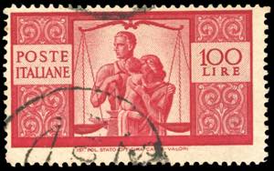 1946 - 100 lire Democratica, I lastra, dent. ... 